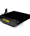 3 Point 10 Cu Ft Dump Box For Category 1 Tractors With Quick Hitch Compatibility And Rear Self Dumping Hopper in black metal.