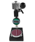Front view of Digital Durometer Type A with Stand for Accurate Rubber Plastic and Leather Hardness Testing, metal base, LCD readout, Model LXA