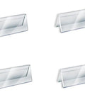 4 Pack Acrylic Name Plate Holders for Desks, 8x3 Inch Horizontal Slant Back Desk Sign Holders with V Shaped Base