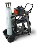 Heavy Duty 3 Tier Welding Cart With 360 Degree Swivel Wheels, Tank Storage And Safety Chains, Rolling Cart loaded with equipment