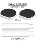 No Stress Lazy Susan Revolution Expansion Pack Dark Gray With Two Straight Tracks And Two Heat Resistant Non Slip Trays, contents displayed.