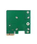 Compact Dual Edge Tpu Pcie X1 Low Profile Adapter With Coral Accelerator Support For Machine Learning Ai Projects top view of the green circuit board.