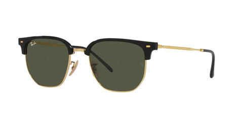 New Clubmaster Square Sunglasses 53mm Black On Gold With Green Crystal Lenses Lightweight Italian Made Frame With Metal Temples