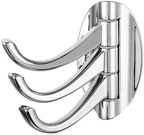 Rock Solid Wall Mounted Coat Rack Heavy Duty Zinc Alloy with three shiny hooks for coats and towels, ideal for entryway.