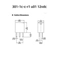 Outline dimensions of 301-1c-c-r1 u01 12vdc relay with measurements for Four Pack 12V DC Automotive Relays SPDT 35A 5 Pin High Current