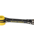 Six In One Lineman's Ratcheting Wrench With Bolt Through Design And Bright Yellow Socket For Utility Pole Hardware