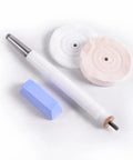 Heavy Duty Lathe Buffing System Packing A Punch With Fast Two Step Polish Action And Morse Taper Mandrel includes buffing wheels and paste.