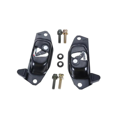 Heavy Duty Left And Right Tailgate Latch Levers With Striker Bolts Straight Bolt On Replacement For Chevy Silverado Gmc Sierra Cadillac Escalade 1999 To 2007 Rear Gate Lock Hardware That Clicks Right In Place, displayed with mounting bolts.