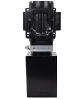 Greron 12V DC Single Acting Hydraulic Pump With Steel Reservoir Power Unit front view showing heavy-duty design and steel tank.