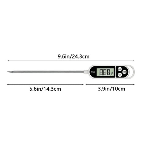 Digital Candy Thermometer Instant Read For Meat And Oil Frying, 9.6 inch probe, black display with measurement markings