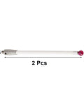 Side view of 2-pack ceramic stem CMM probe styluses with 6mm ball tips, 100mm length, M4 thread