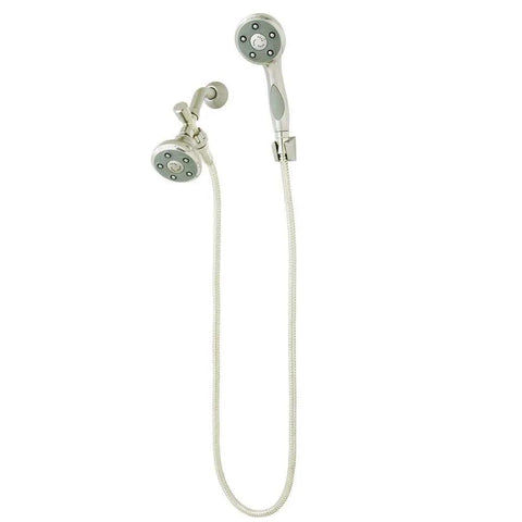 Anystream Shower Head And Handheld Combo With 60 Inch Hose Brushed Nickel Finish Two Point Five GPM Napa Collection Easy Diverter