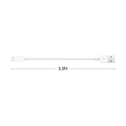 CarPlay USB A To USB C Charging Cable For iPhone 16 And 17 Series, White Nylon, 3.3ft Length, Straight View