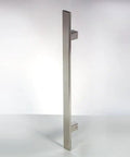 Side view of 18 Inch One Sided Modern Door Handle In Stainless Steel With Chrome Mirror Polish Finish Slick Flat Bar Pull