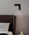 JGSYD Bedside Reading Lamp, Adjustable Metal Wall Light, White/Black Wall Sconce, Modern Led Wall Lamps - 3W - 4000K, Dark setting with bed.
