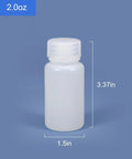 2 Oz Wide Mouth Lab Reagent Bottle Set Translucent HDPE Leak Proof Seal And Cap Durable Plastic Sample Bottle For Pills And Water Secure Storage For Lab Or Home Use 5 Pack, 3.37in tall
