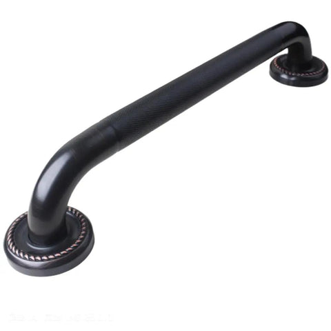 Heavy Duty 12 Inch Textured Grab Bar For Bathtub And Shower With Oil Rubbed Bronze Finish, non-slip grip and sturdy mounting.