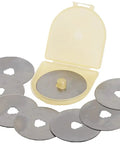 Heavy Duty 45mm Rotary Cutter Replacement Blades 10 Pack Tungsten Tool Steel Cuts Through Up To Six Layers Includes Storage And Disposal Case