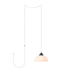 1 Light Plug-In Pendant Light In Dark Bronze With Frosted Shade And Adjustable Clear Cord Height, Modern Hanging Fixture