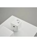 Control valve for 16" Rain Systems Wall Mounted Shower, featuring white finish and function icons for user guidance.