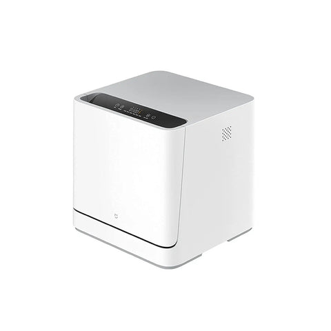 Hassle Free 22 Inch Countertop Dishwasher With No Hookup Setup And Built In Tank For Effortless Home Cleaning Featuring Five Rapid Wash Cycles Tough Stainless Steel Interior And Six Place Setting Rack in modern white finish.