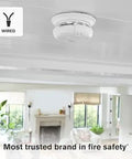 Combination Smoke And Carbon Monoxide Alarm With Interconnect Hardwired Power And Battery Backup installed on ceiling, Model SMCO100VAC