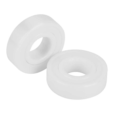 Two white ceramic 6001-2RS ball bearings, 12x28x8 mm, double-sealed