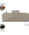 Custom Fit Outdoor Kitchen Island Cover For Left Right And Straight Configurations, beige cover with handles and vents