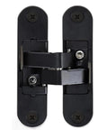 3D Adjustable Hidden Door Hinge For Invisible And Folding Doors Cross Hinge 180 Degree Flat Mount Zinc Alloy in Matte Black