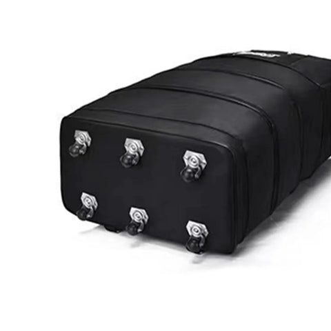 Radefasun expandable XL travel duffel bag with six wheels, bottom view, black