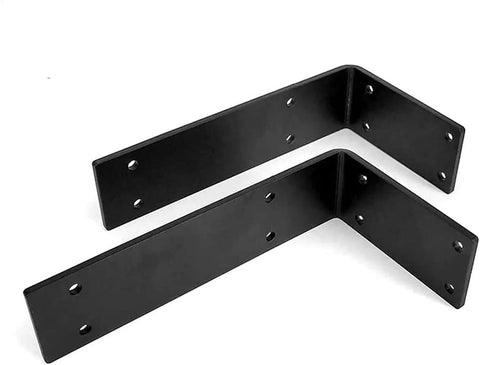 Tough As A Nail Wall Mounted Shelf Brackets Heavy Duty Angle Corner Brackets Two Pack showing solid iron construction with a rust resistant finish.