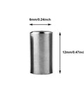 Close-up of M6x12 stainless steel pin from 10 Piece Pro Grade Stainless Steel Needle Roller Assembly Kit with dimensions