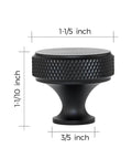 Round Matte Black Knobs And Knurled Single Hole Pulls, 25 Pack, Solid Metal Cabinet Hardware For Drawers And Doors, side view