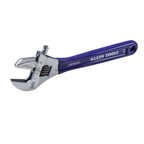 2-In-1 Reversible Adjustable And Pipe Wrench With Extra Wide 1-1/2 Inch Jaw And 10 Inch Reach, silver with purple handle