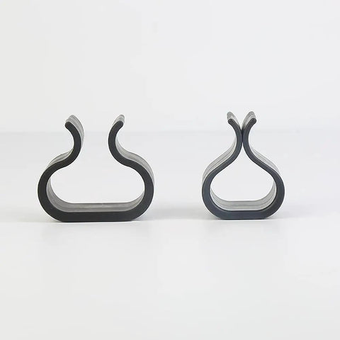 5 Piece Outdoor Wicker Furniture Clips Set for Sofas and Rattan Chairs, black durable plastic clips shown in detail.