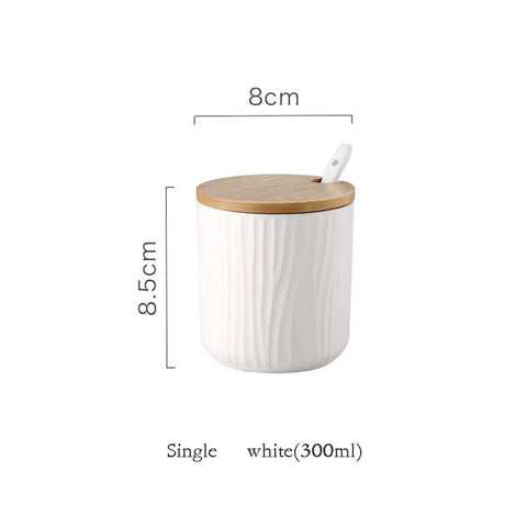 Top Shelf Ceramic Coffee Storage Jar With Secure Wooden Lid And Airtight Design keeps daily grind sugar salt tea fresh, 300ml.