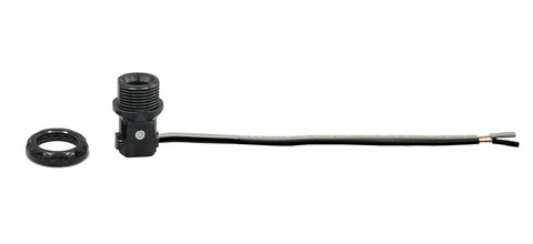 Phenolic Candelabra Socket E12 Base With 1.25 Inch Shoulder And Screw Ring, 8 Inch Wire Leads, Wholesale Pack Of 6
