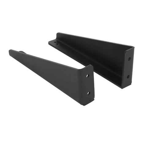Heavy Duty Wall Mount Shelf Brackets Rock Solid L Shape Supports Slick Black Steel Frame Built Tough For Countertops Cabinets And Desk Stands, angled view.