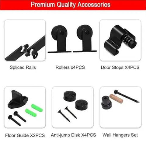 Sliding Barn Door Hardware Kit For 4 To 10 Foot Track System Double Doors built to last showing premium quality accessories