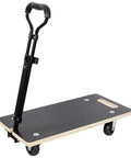 Heavy Duty Wooden Moving Dolly With Ergonomic Handle 440 Lbs Load Capacity with 3 Inch PP Casters, side view.