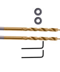 Top Tier HSS Step Drill Bit With Round Shank For Pocket Hole Jigs Golden 175mm Woodworking Punching Tool Kit Exactly Fits 9.5mm Juge Guides For Precise Gaps In Heavy Duty Drilling Tasks. HSS gold drill bits, round shank, 175mm, with rings and hex keys