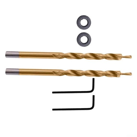 Top Tier HSS Step Drill Bit With Round Shank For Pocket Hole Jigs Golden 175mm Woodworking Punching Tool Kit Exactly Fits 9.5mm Juge Guides For Precise Gaps In Heavy Duty Drilling Tasks. HSS gold drill bits, round shank, 175mm, with rings and hex keys