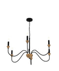 6 Light Wood Chandelier For Dining Room Black Farmhouse Style Modern Light Fixtures Over Table Cool Cozy Rustic Candle Ceiling