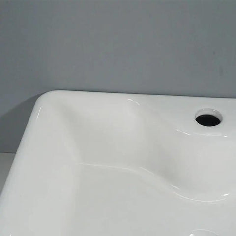 Close-up of the USZWBY Vessel Sinks Balcony Bathroom Ceramic Tabletop Washbasin Kitchen Sink Square, showing smooth ceramic surface.