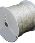 Spool of Solid Braid Nylon Rope Five Sixteenth Inch Diameter, 500 Feet On A Spool, White, Heavy Duty Marine Grade For Outdoor DIY Projects