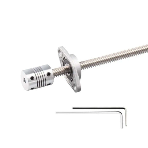 Stainless Steel T8 Lead Screw Kit With KFL08 KP08 Bearings For Vertical Or Horizontal CNC Router And 3D Printer Axis Upgrade Build Project, with coupler and hex keys