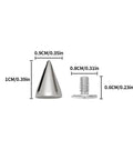 Top Shelf 100 Pair Cone Spike Screwback Studs For Dope Punk Leather Crafting And Sweet Diy Metal Jewelry Projects Clean Hardware Rivets with detailed measurements.