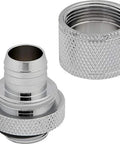 Corsair Hydro X XF chrome compression fittings 10/13mm (3/8/1/2 in) ID/OD, four-pack, close-up