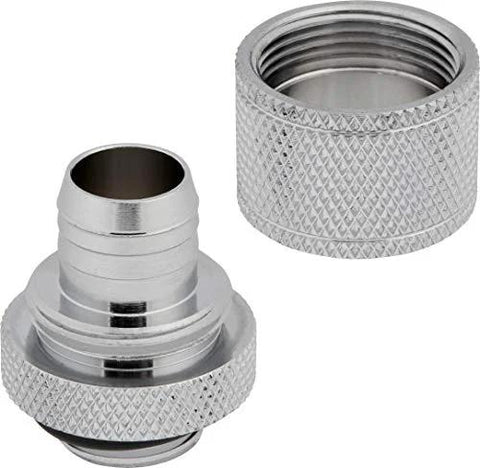 Corsair Hydro X XF chrome compression fittings 10/13mm (3/8/1/2 in) ID/OD, four-pack, close-up