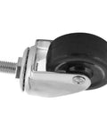 Jauarta 2 Inch Quiet Caster Wheel Set for Trolley Furniture Smooth, black rubber wheel with silver swivel mount.